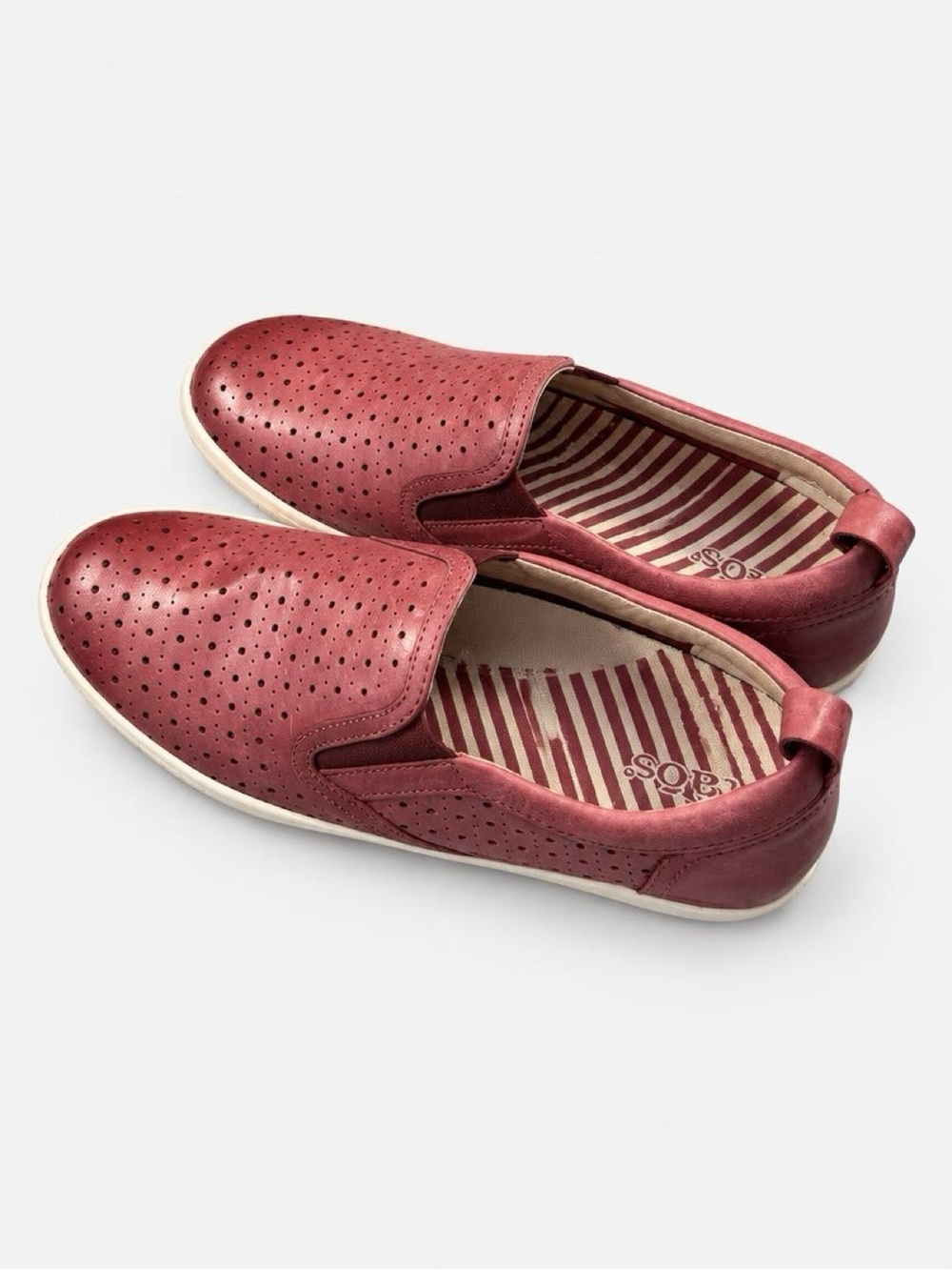 Taos Footwear Women's Perforated Slip-On Loafers in Berry